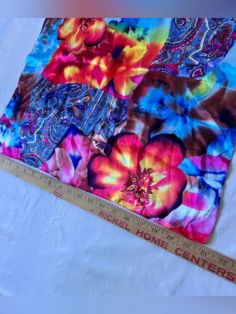 Vintage Silk Square Scarf Floral Paisley Patchwork Neckerchief 21
